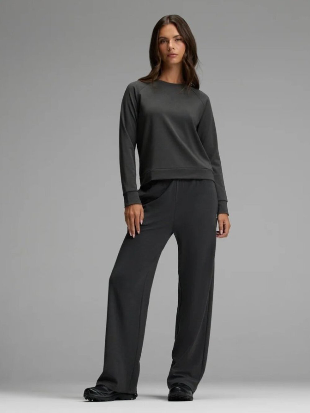 Cozy Earth Womens Brushed Bamboo Pullover Crew Charcoal Sz M